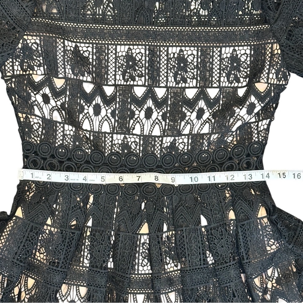 Alexis Lula Guipure Lace Eyelet Short Sleeve Mini Dress Black Women’s Medium - Picture 10 of 11